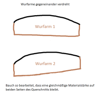 Den Bauch habe ich so bearbeitet, dass die Materialstärke im Querschnitt auf beiden Seiten gleich bleibt